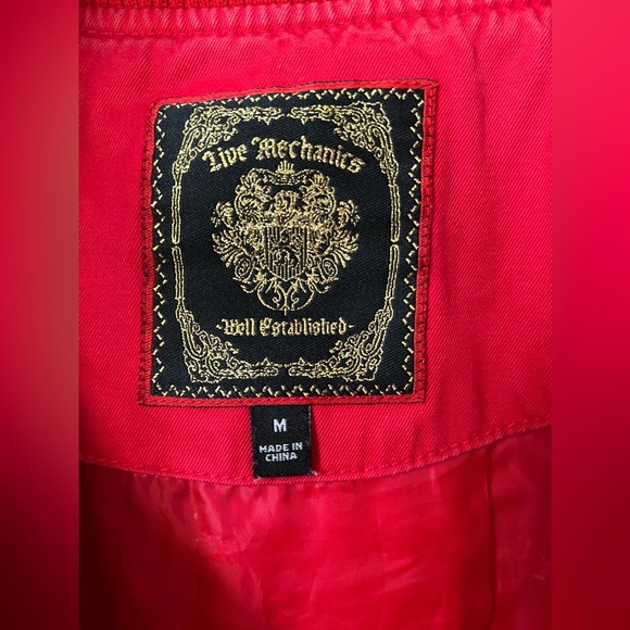 Live Mechanics Women’s Red Cotton Bomber Jacket (fits like Small) - Picture 4 of 10